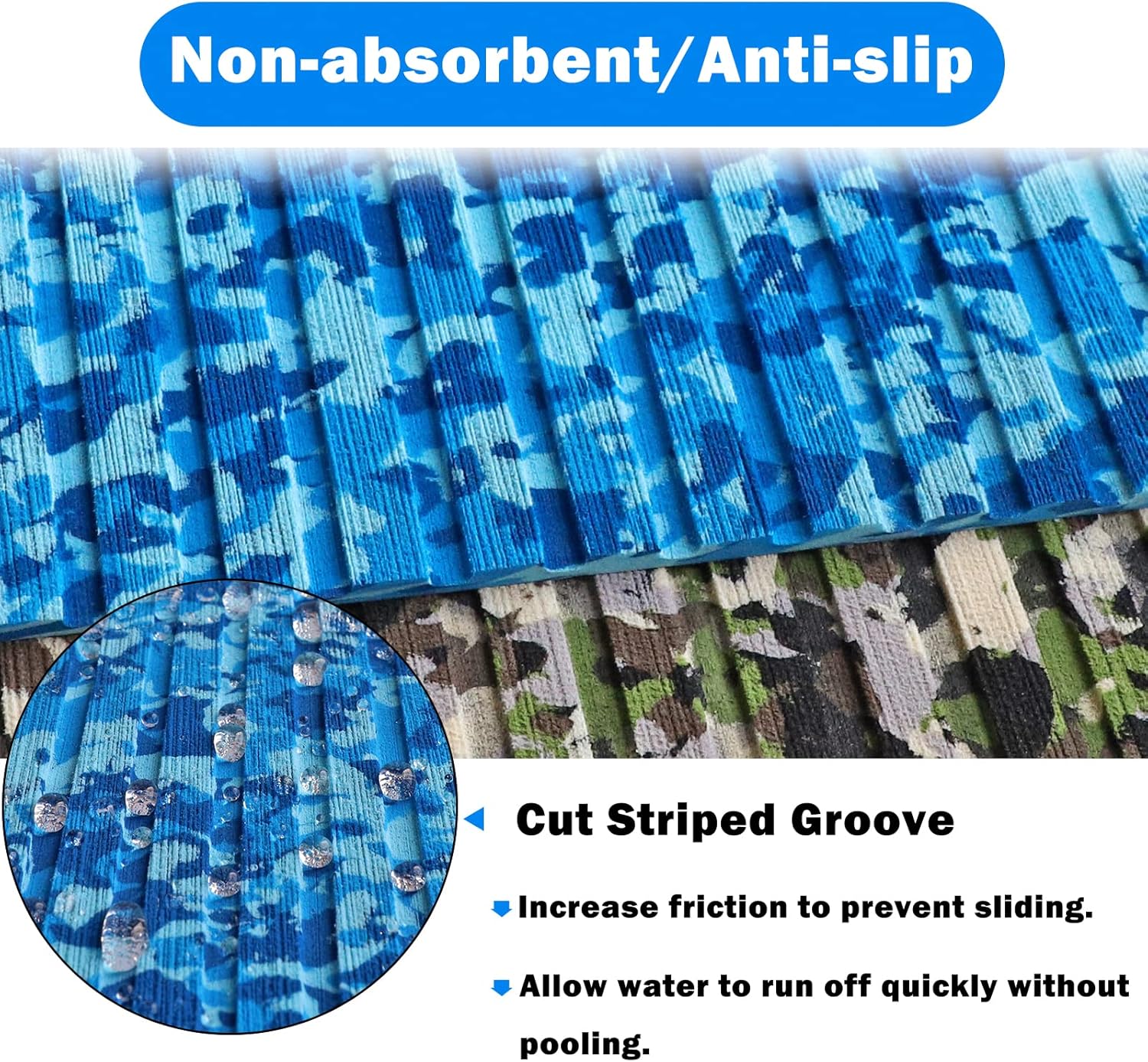 Boat Deck Flooring EVA Foam Non Slip Self Adhesive Camo Kayak Yacht 240x115CM