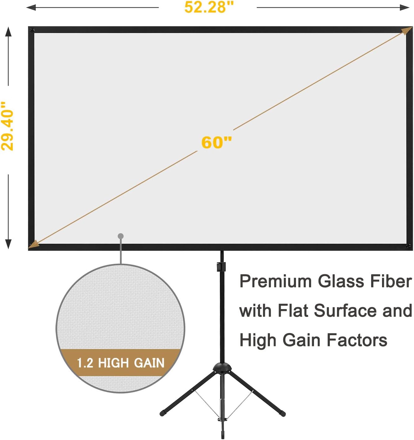 100 Inch Outdoor Projector Screen 16:9 w/ Stand Aluminium Frame, Portable 2 in 1