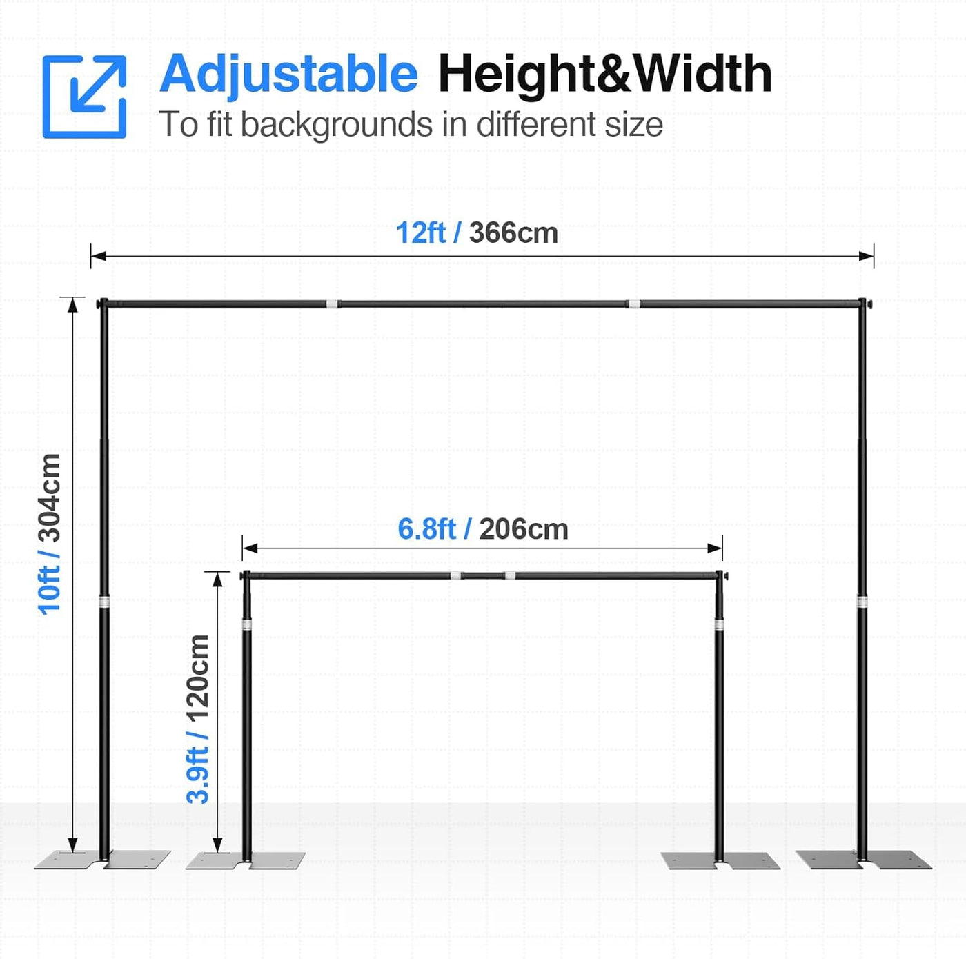 EMART 10x12ft Pipe and Drape Backdrop Stand Kit, Heavy Duty Frame Support