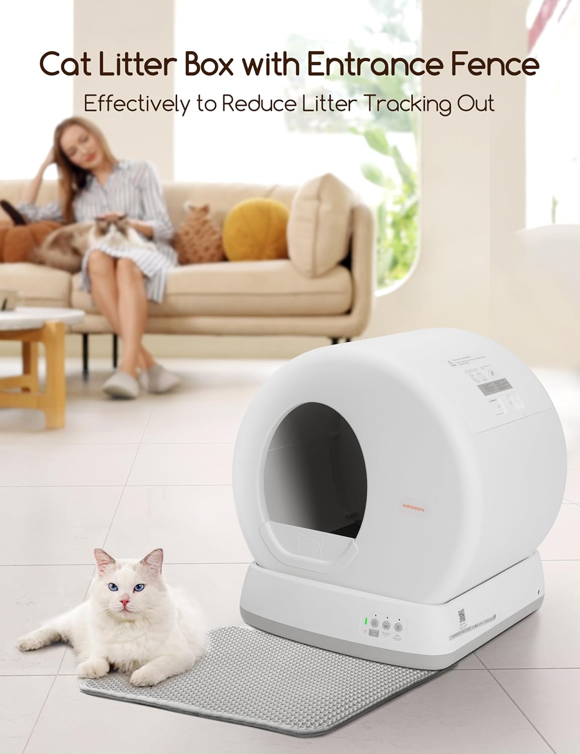 MeoWant Self-Cleaning Cat Litter Tray: Smart Automatic Multi-Cat, APP-Controlled