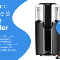COFFA 70g Electric Coffee and Spice Grinder – Compact 200W Grinder with Stainless Steel Bowls for Wet and Dry Ingredients