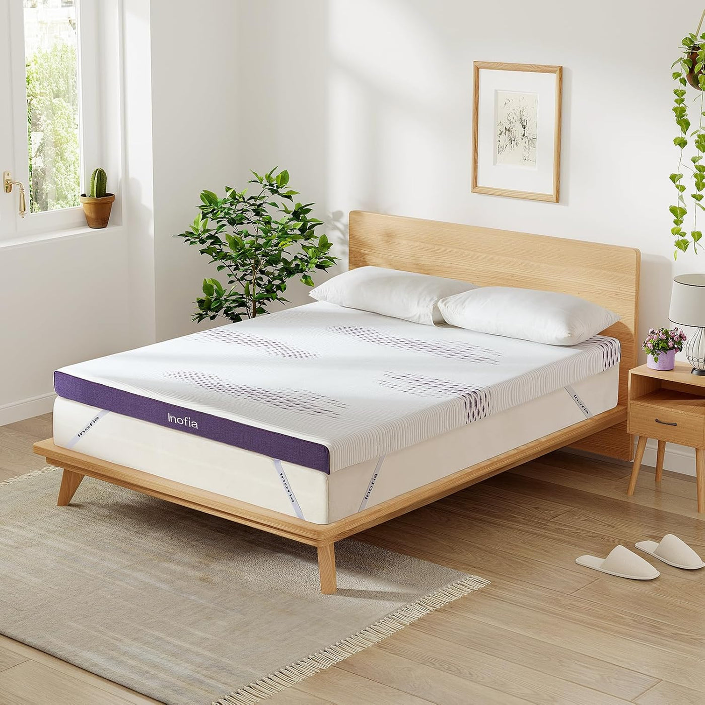 Gel Memory Foam Mattress Topper 135x190 Double 10CM Washable Cover Inofia