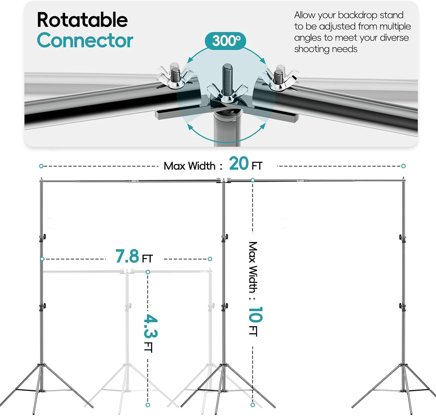 EMART 6x3m Pro Photo Studio Backdrop Stand Kit with Clamps & Bag