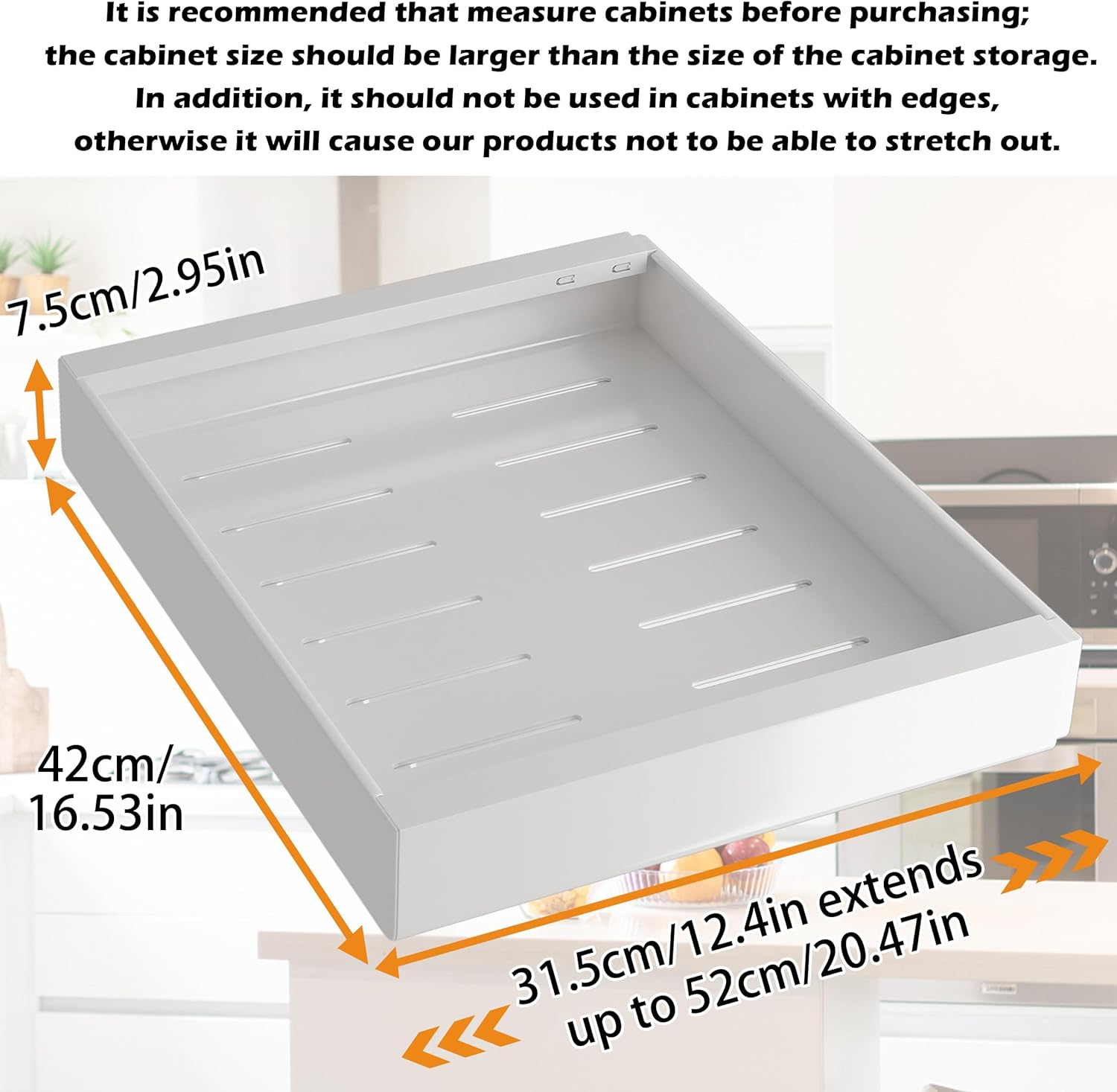 COVAODQ Pull-Out Kitchen Storage Organizer, Adjustable 31.5-52CM, 2-Pack