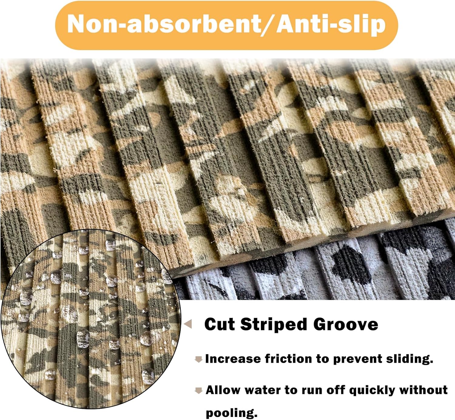 Boat Deck Flooring EVA Foam Non Slip Self Adhesive Camo Kayak Yacht 240x115CM