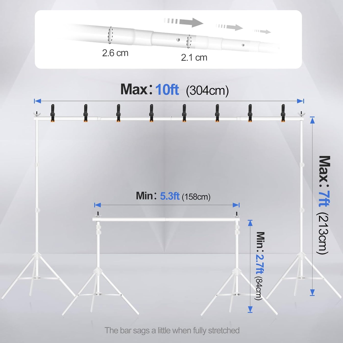 EMART 2x3m Backdrop Stand Kit – Adjustable Photo Support with Bag, White
