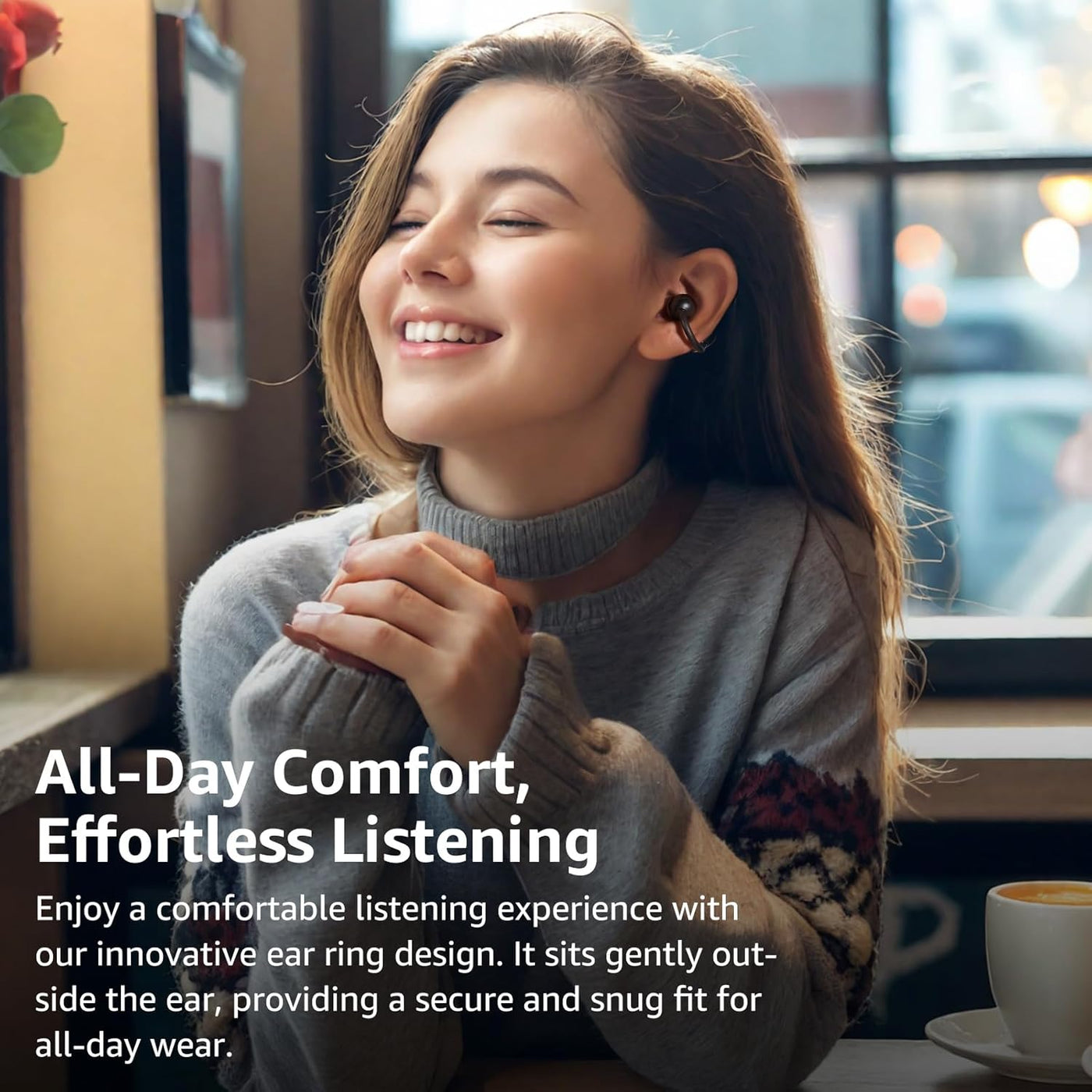 Open Ear Headphones Clip On Wireless Earbuds 40H Playtime Bluetooth TOZO