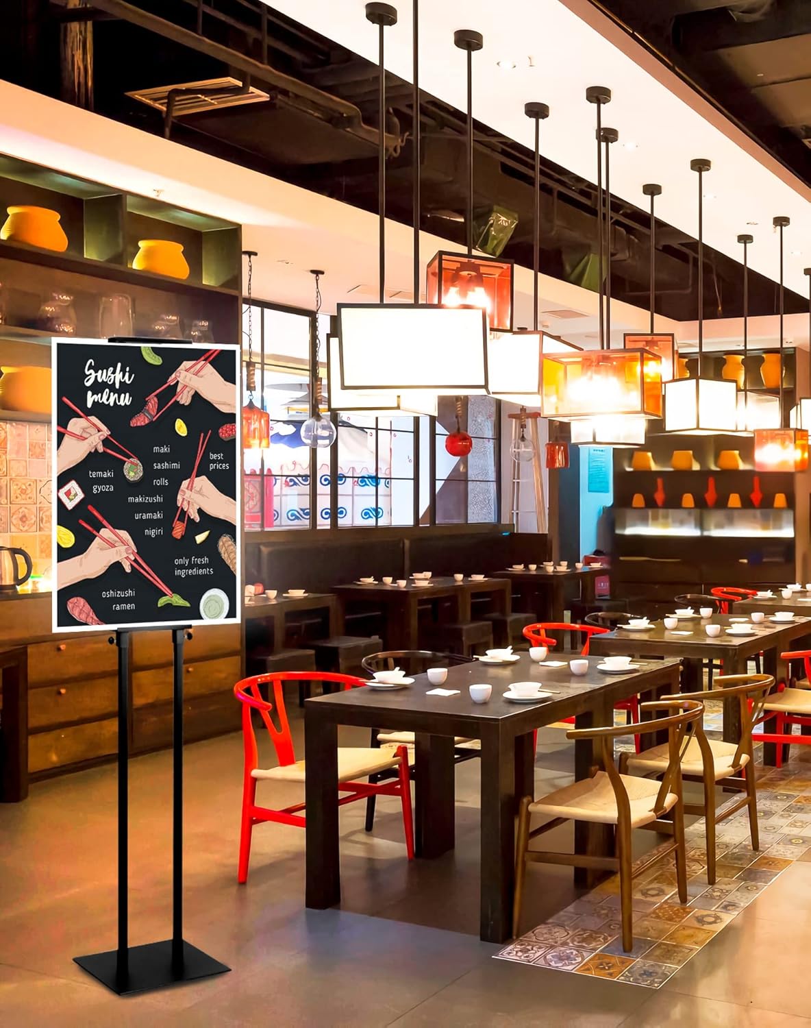 Double-Sided Sign Holder Stand Adjustable Display for Signs up to 83 in QWORK