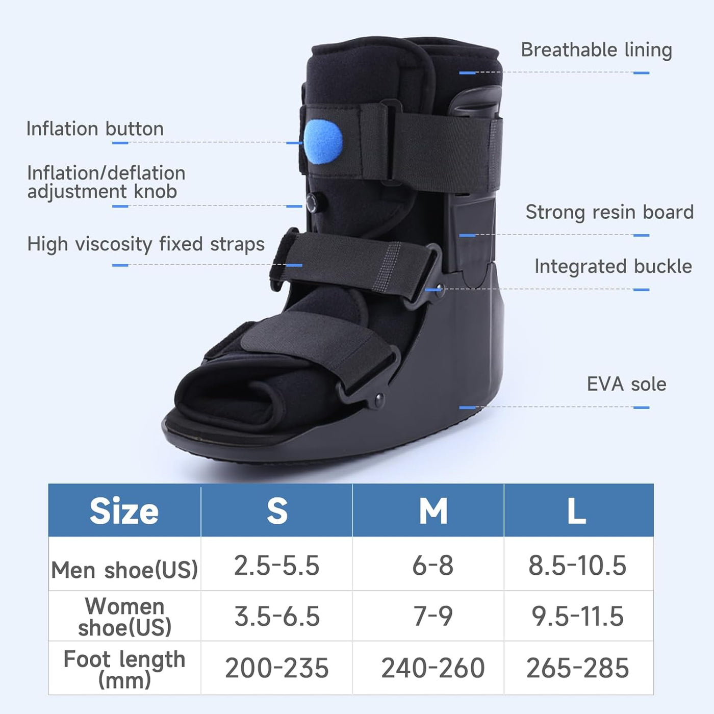 GHORTHOUD Inflatable Walking Boot, Orthopaedic Air Walker for Foot Injuries (M)