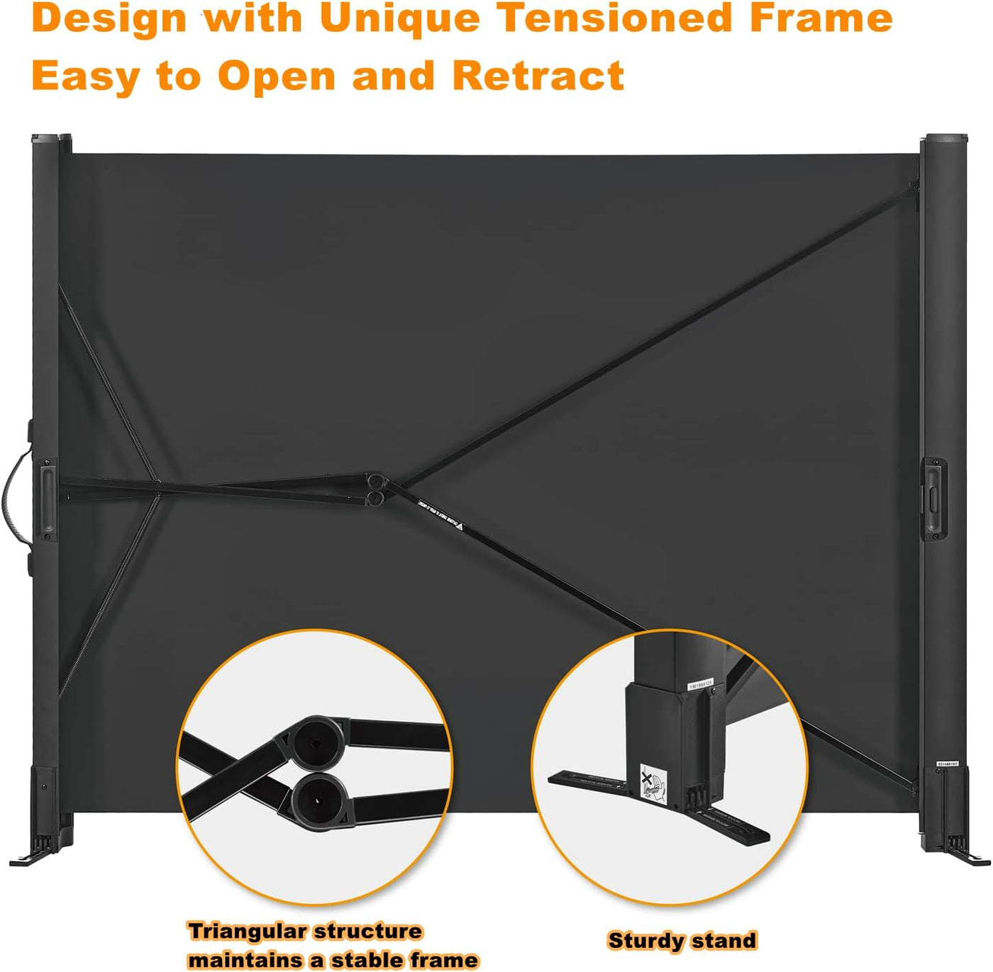 Portable Projector Screen 50 Inch 4:3 with Stand, Lightweight, Retractable