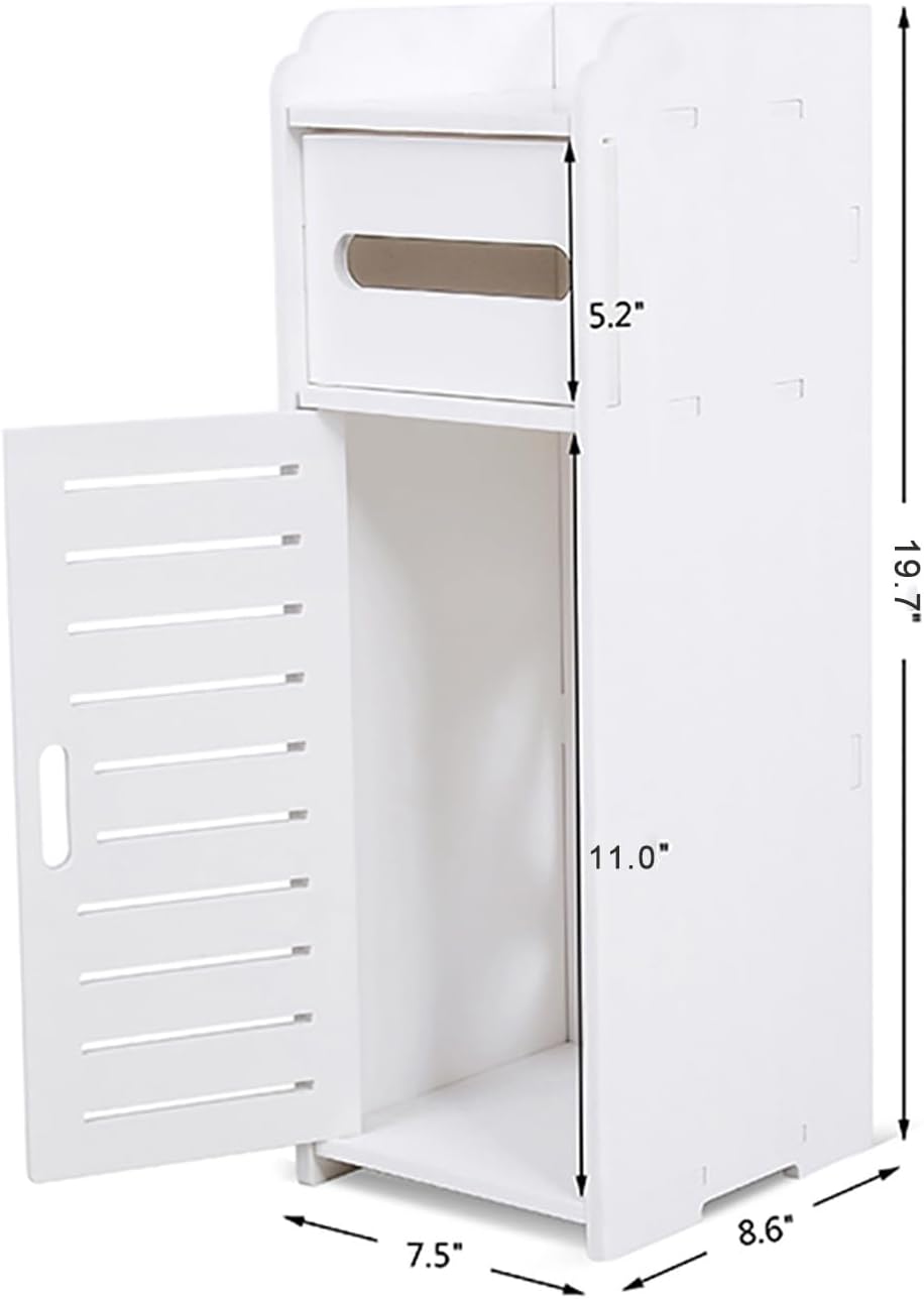 Ejoyous Small Bathroom Cabinet – 3 Tier, White, with Tissue Box Slot, 56cm