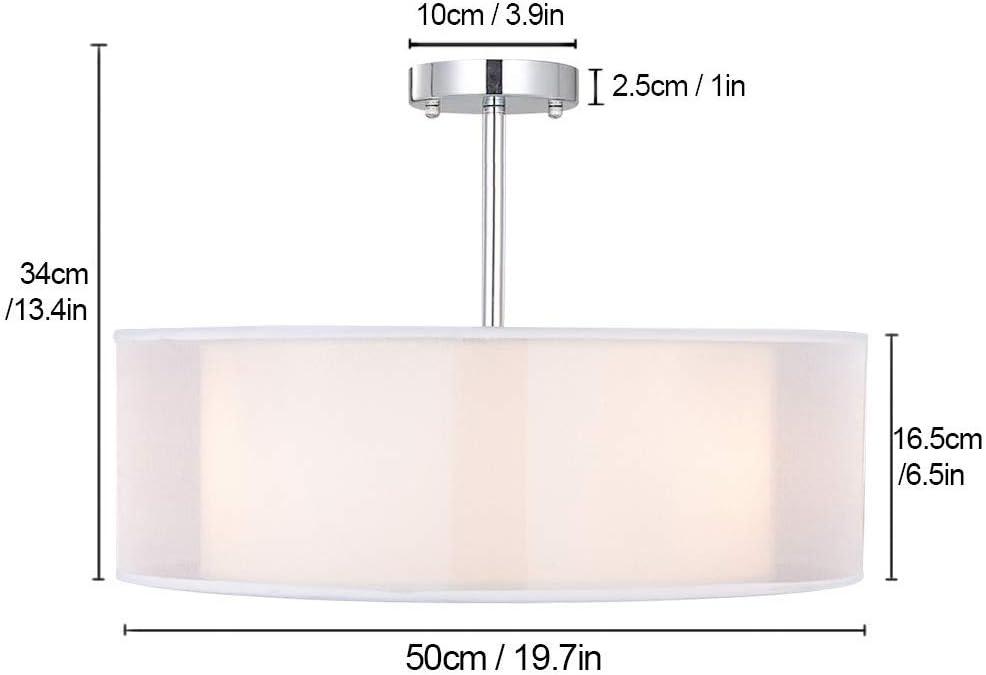 SPARKSOR Ceiling Light: Large 2-Tier White Drum Lampshade, 3 Bulbs, E27 - Massive Discounts