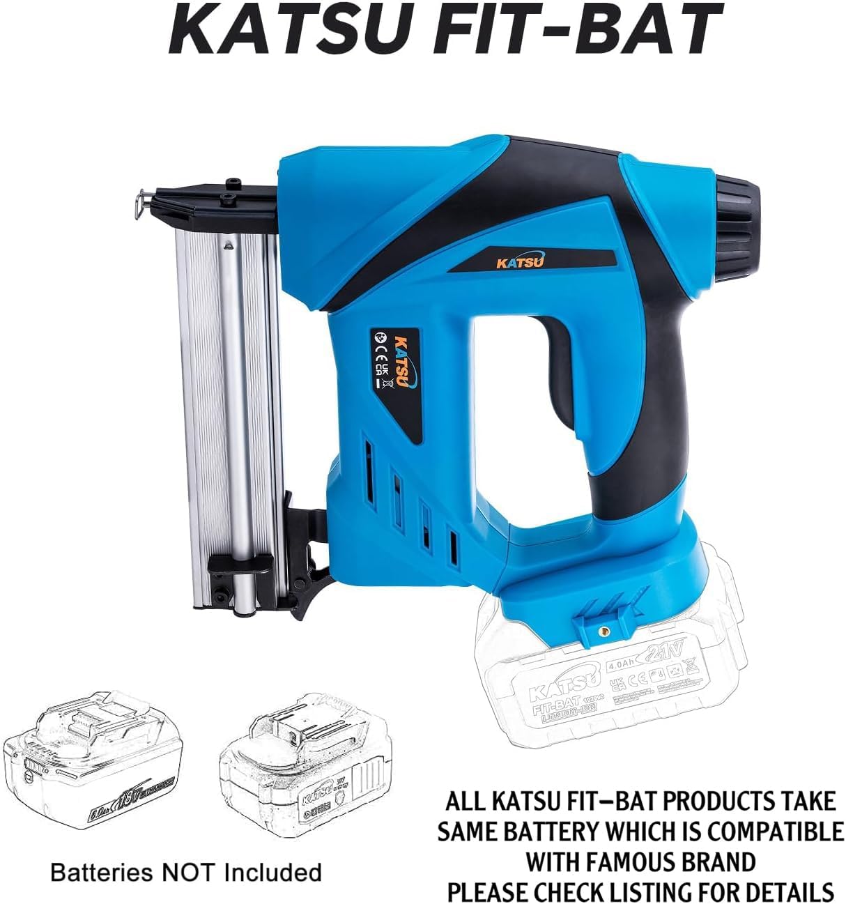 KATSU 21V Cordless Nail Gun 2-in-1 Nailer & Stapler for Carpentry (Battery not Included)