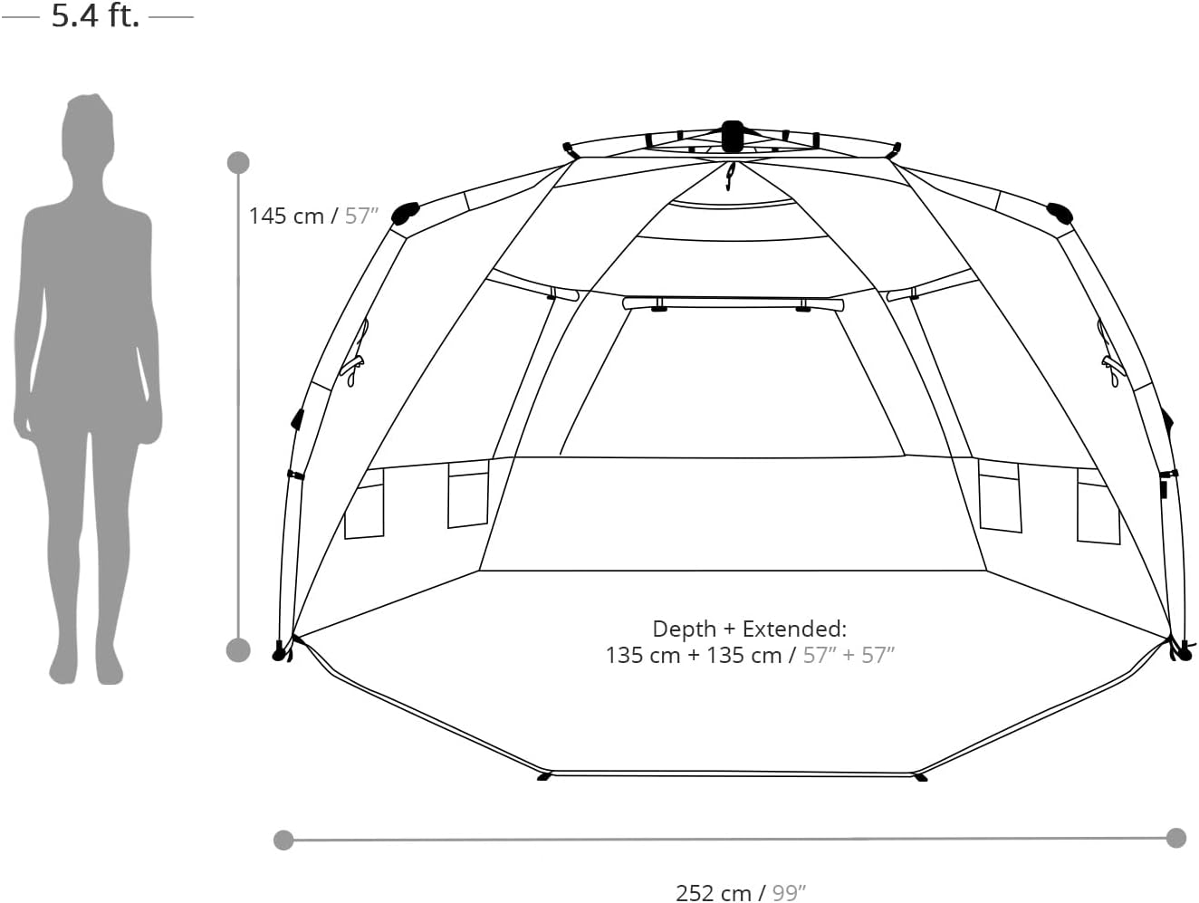 Easthills Deluxe XL Beach Tent – Instant Shader Sun Shelter for 4 with Porch