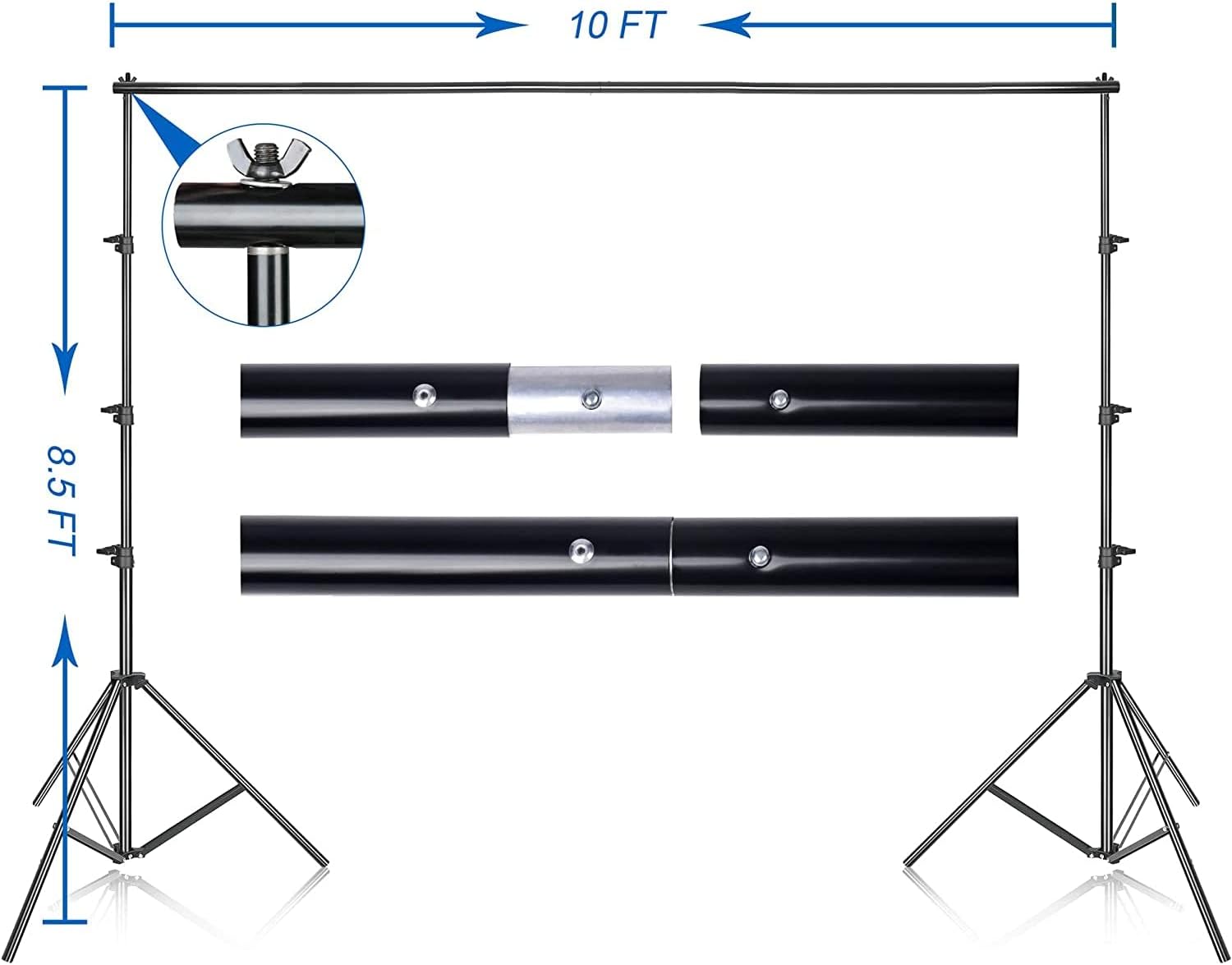 EMART 8.5x10ft White Backdrop Stand Kit with 10x12ft Screen for Studios