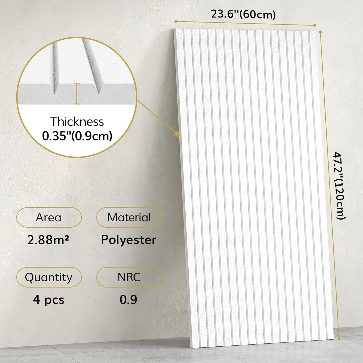 Acoustic Panels 4 Pack Large Soundproof Wall Panels Self Adhesive White TONOR