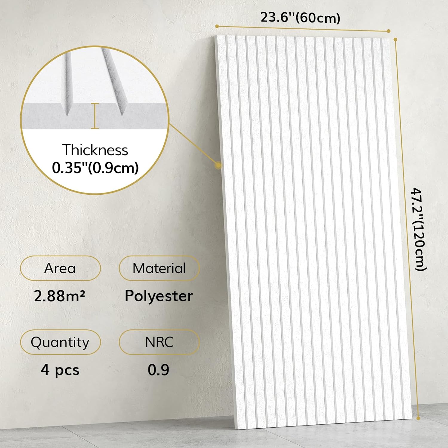 Acoustic Panels 4 Pack Large Soundproof Wall Panels Self Adhesive White TONOR