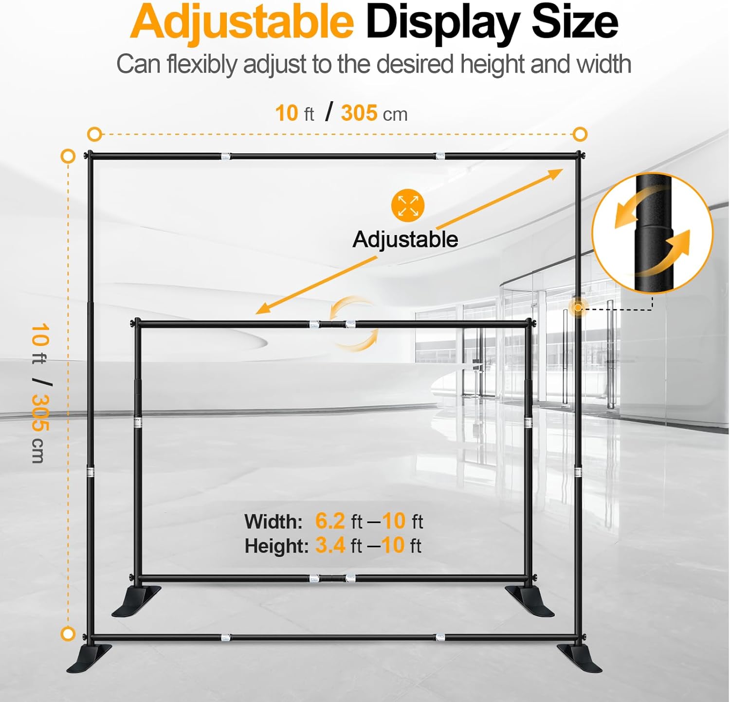 EMART 10x10ft Banner Stand, Adjustable Backdrop Kit for Events & Photos