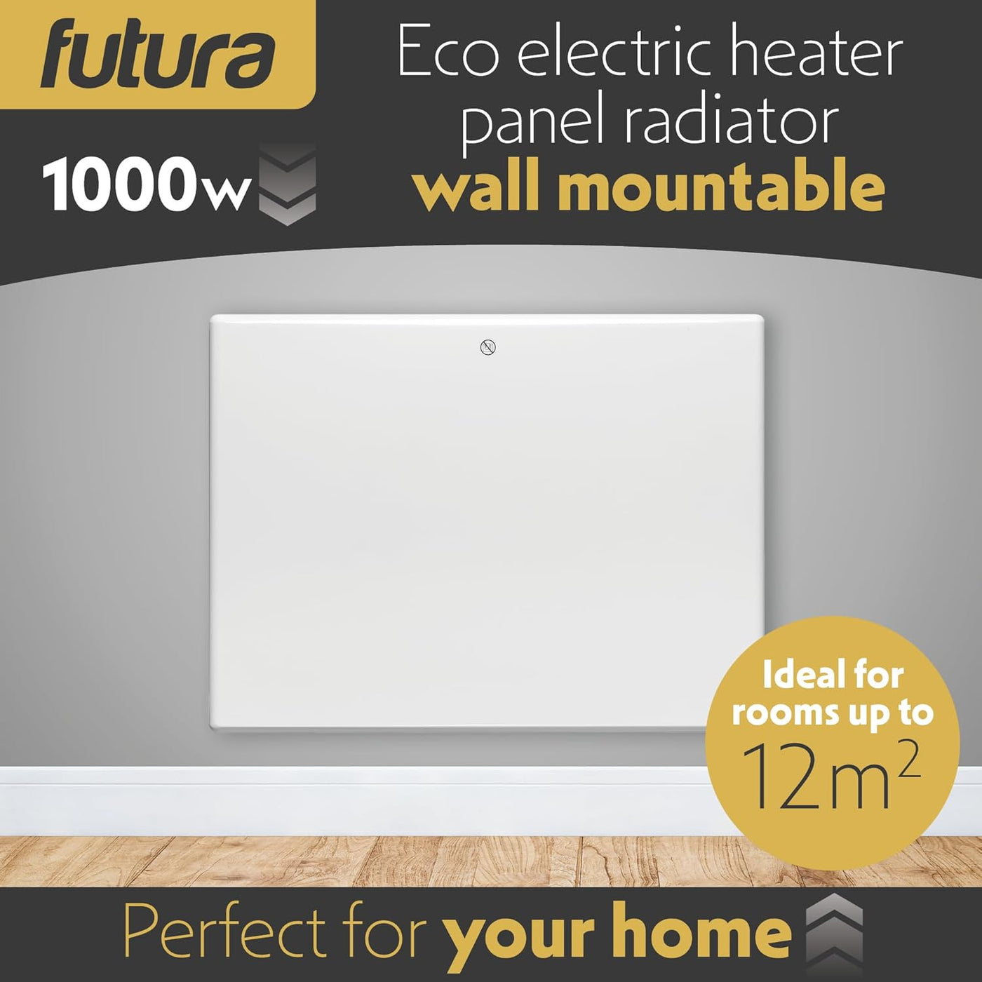 1000W White Electric Radiator Heater with Thermostat Wall Mounted Futura