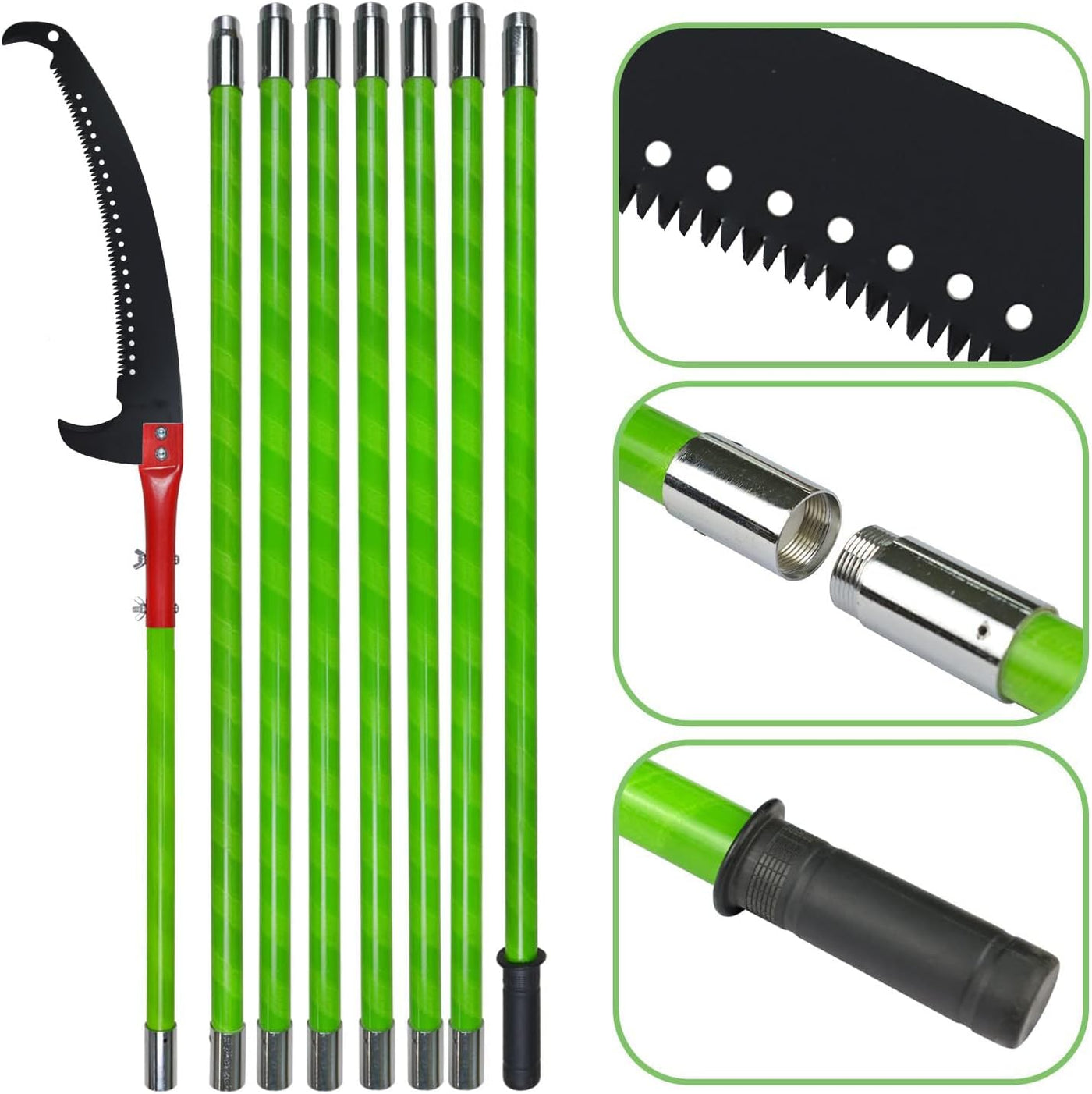 SUNORCHID 26ft Pole Pruning Saw, Adjustable Tree Lopper with Carry Bag