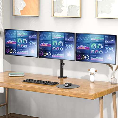 Triple Monitor Mount 13-27 Inch Adjustable Desk Stand VESA 100 Black WALI