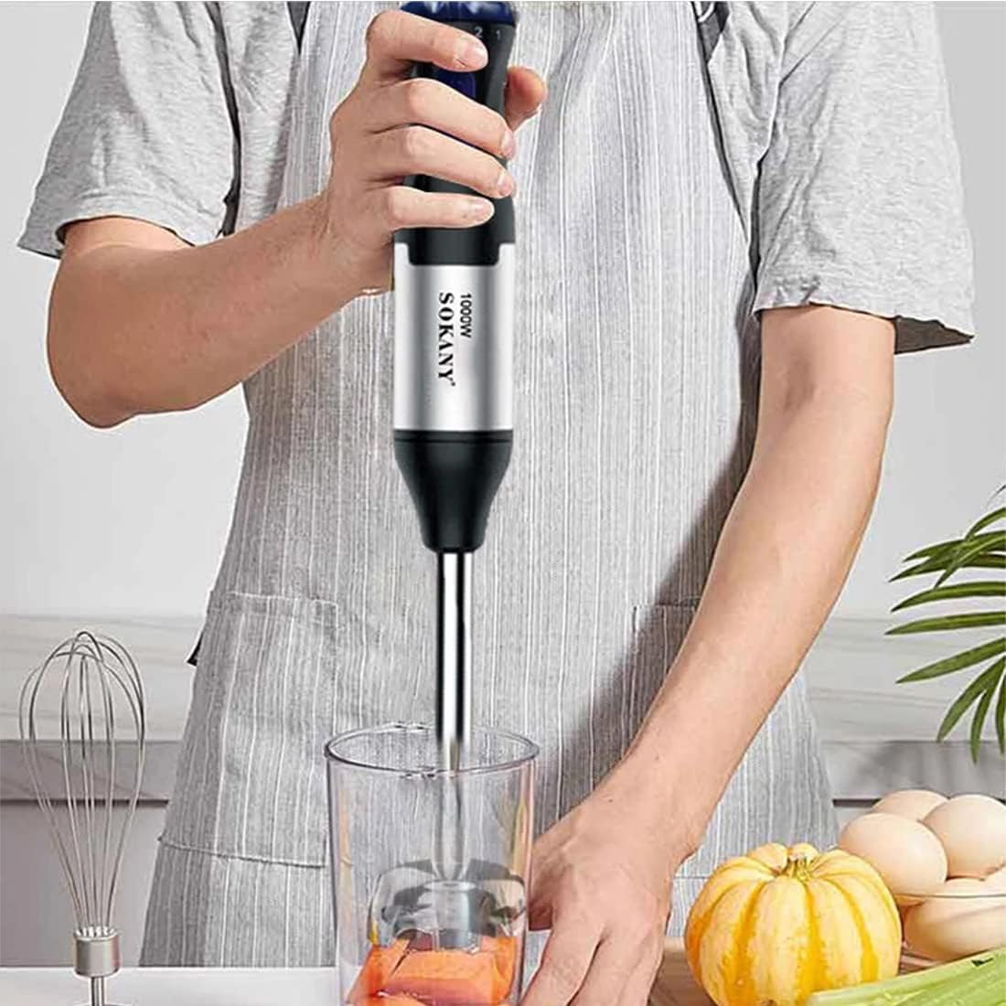 Hand Blender Food Processor 4 in 1 1000W Chopper Jug Turbo SOKANY