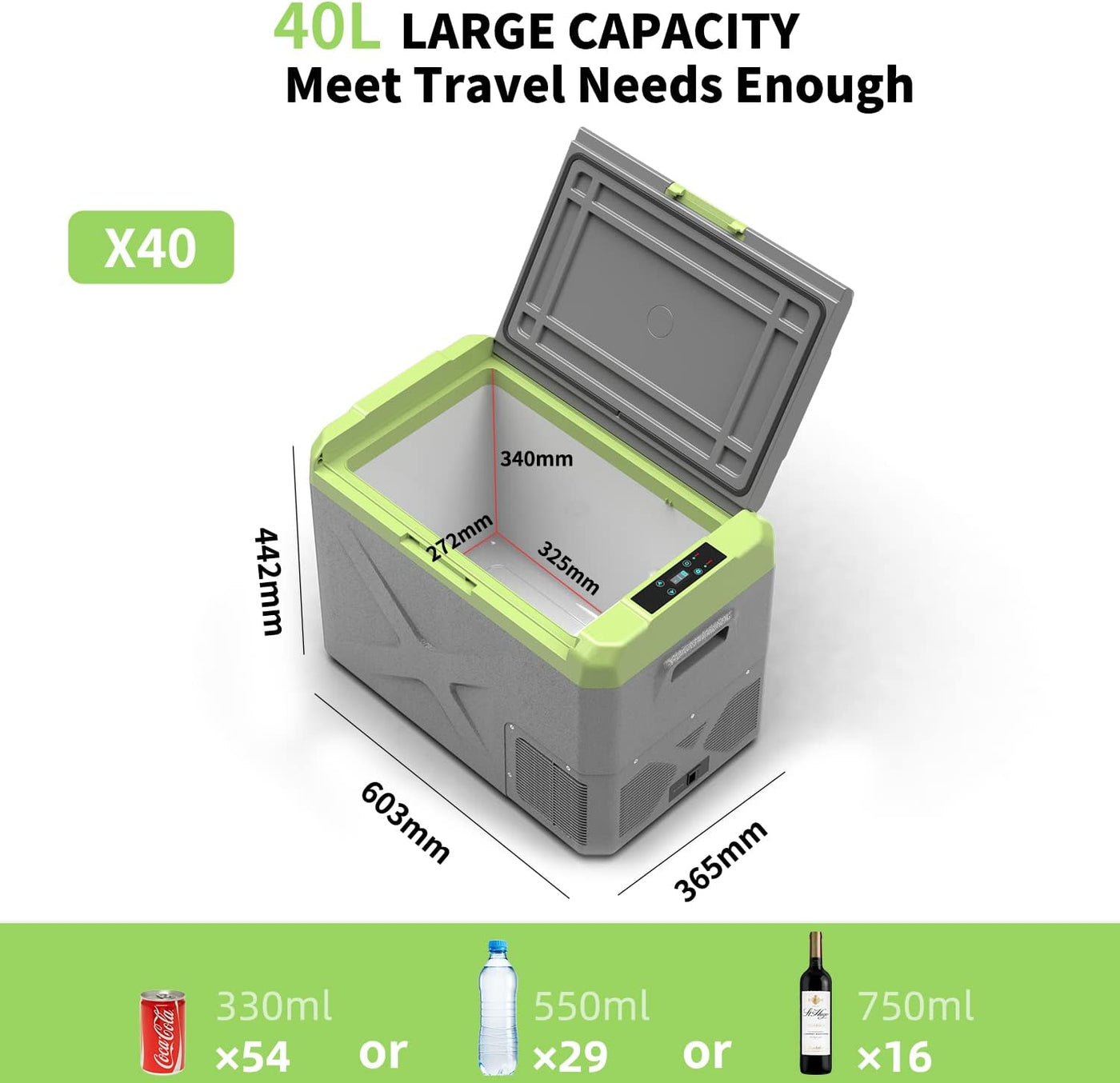 Alpicool X40 40L Car Fridge Freezer, 12/24V Portable Cooler for Camping -20℃