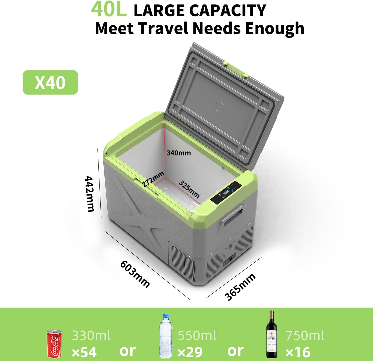 Alpicool X40 40L Car Fridge Freezer, 12/24V Portable Cooler for Camping -20℃