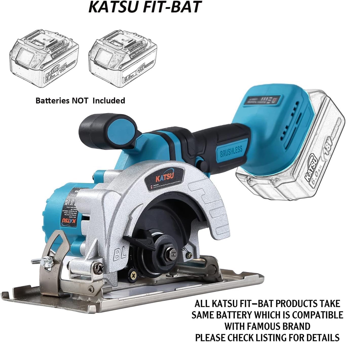 KATSU 21V Brushless Circular Saw 125mm 5'' 2000W Cordless, Battery Not Included