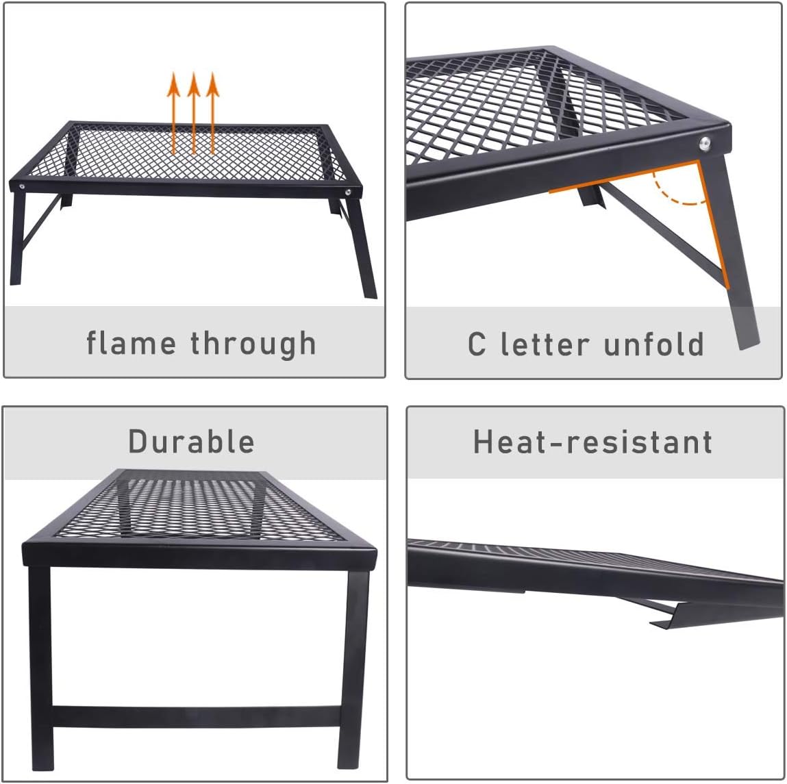 HIKEMAN Foldable Campfire Grill Heavy Duty Charcoal Grill for BBQ, Picnic Hiking