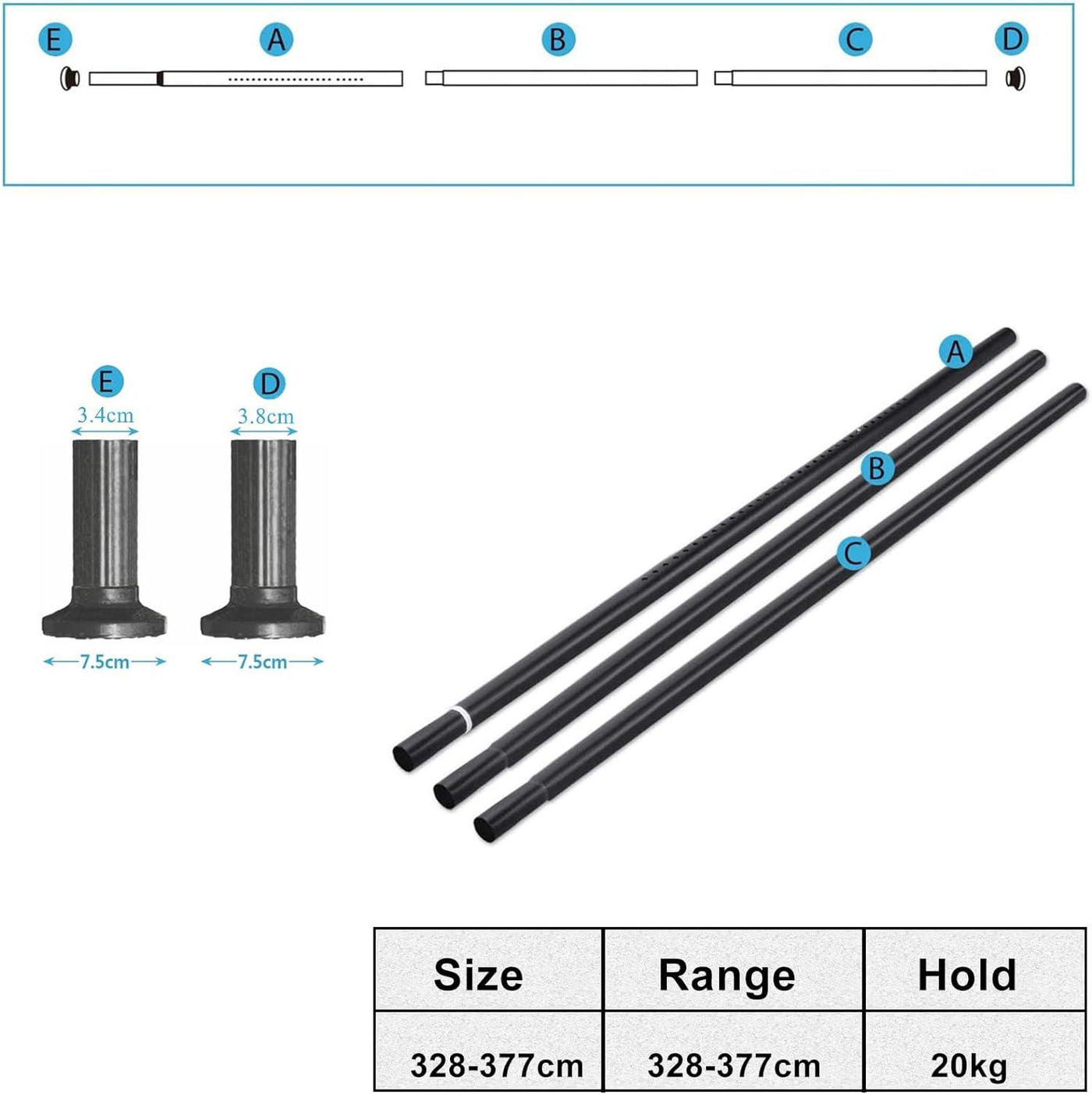Tension Curtain Rod, Extendable Curtain Pole for Windows & Bathroom - Massive Discounts