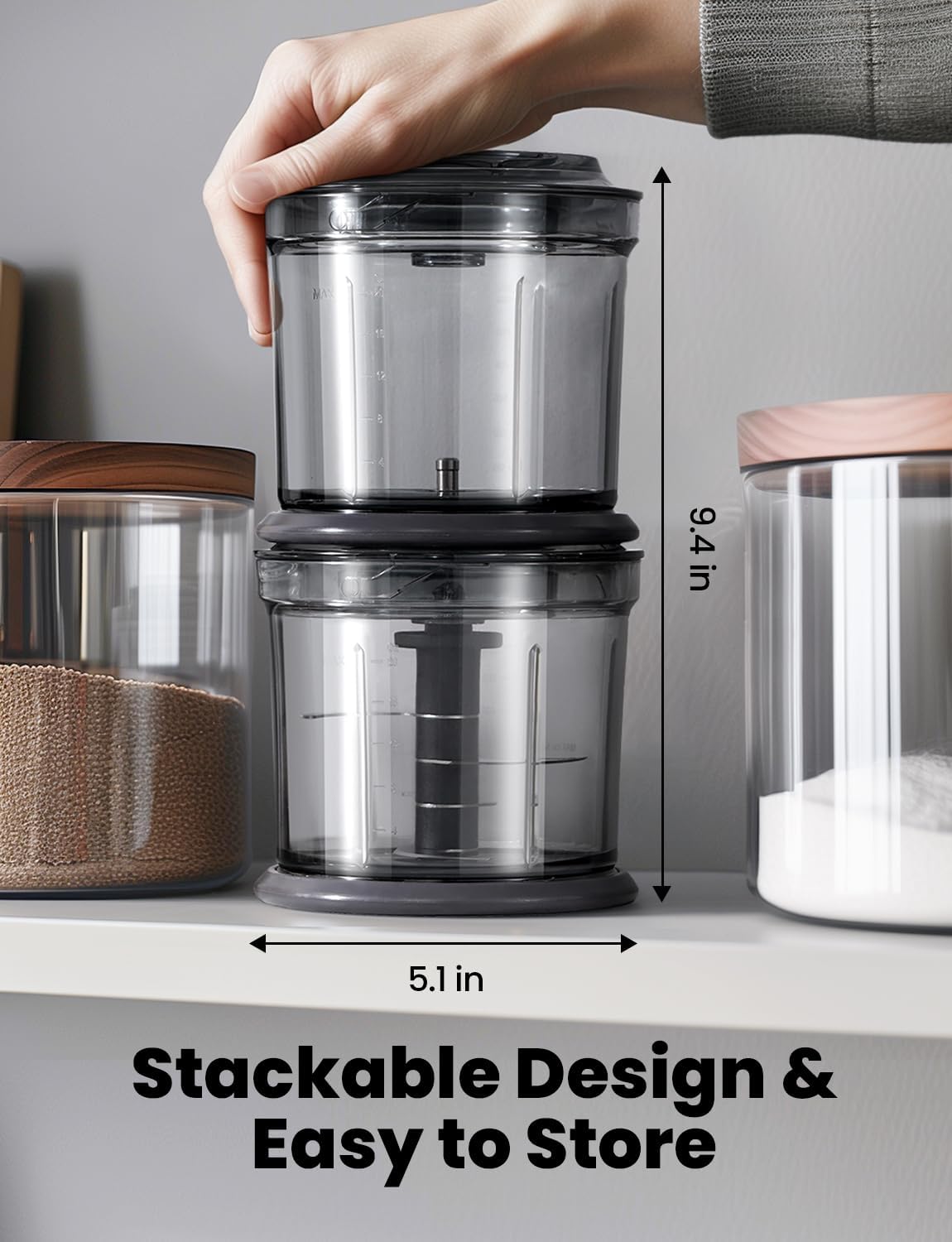 Mini Chopper Food Processor 300W 2x1L Bowls 2 Speed Meat Vegetable TWOMEOW