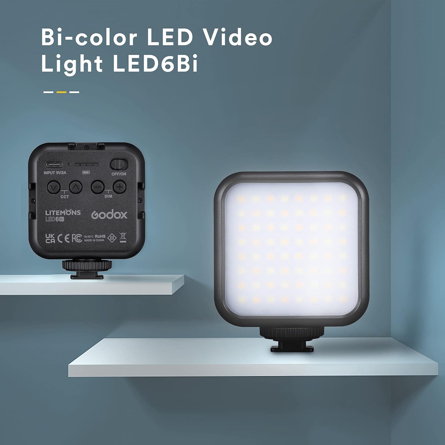 Godox LITEMONS LED6Bi Mini LED Video Light, CRI95, 3200K-6500K, Zoom & Meetings