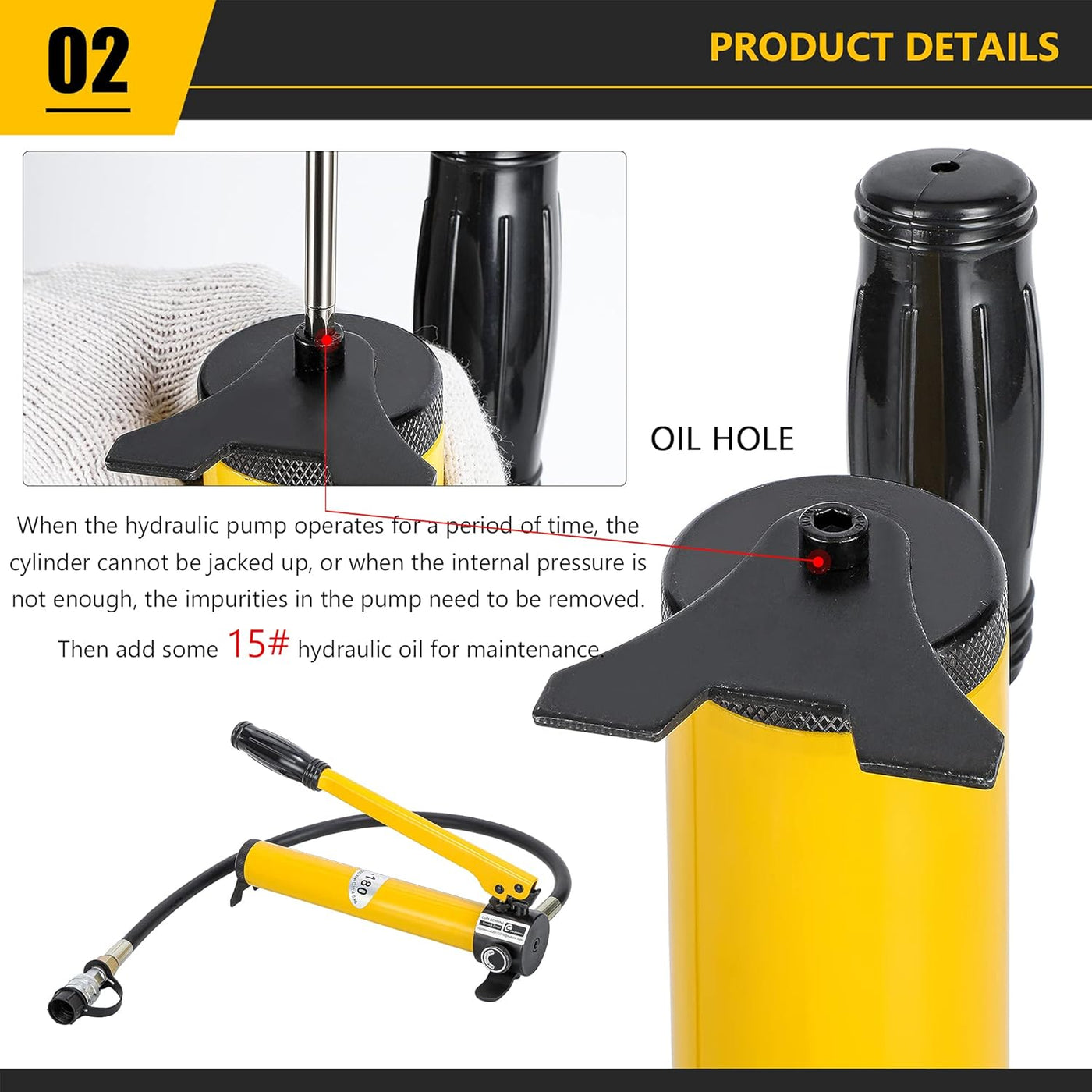 CGOLDENWALL 10T Ultra-Thin Hydraulic Jack, 10mm Stroke, Hand Pump Included