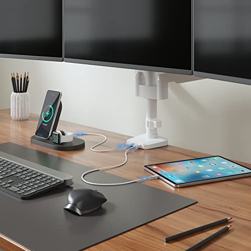Triple Monitor Mount 27 Inch Adjustable Desk Stand VESA 100 White WALI