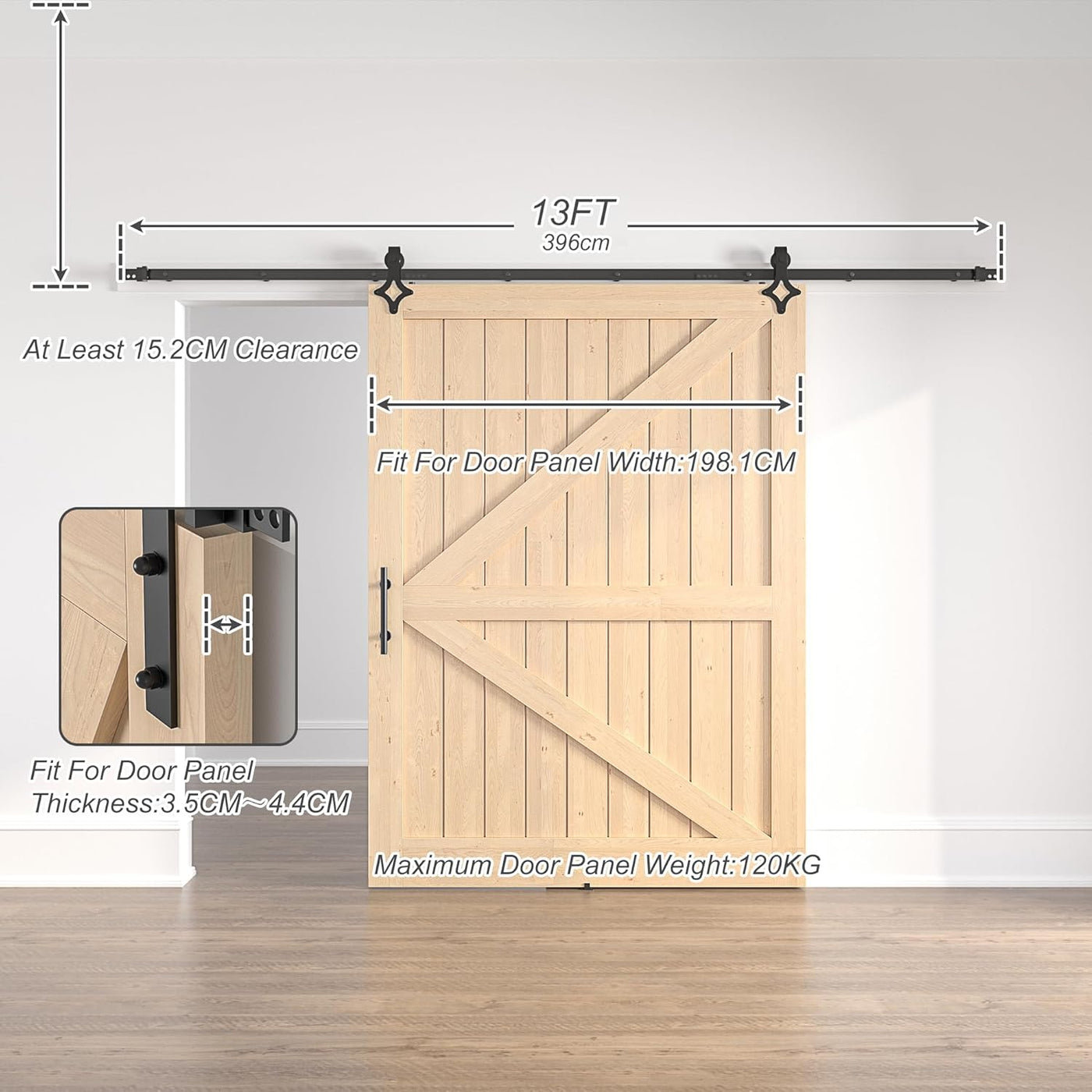 Sliding Barn Door Hardware Kit 13FT Heavy Duty Steel Track Rhombic SANKEYTEW