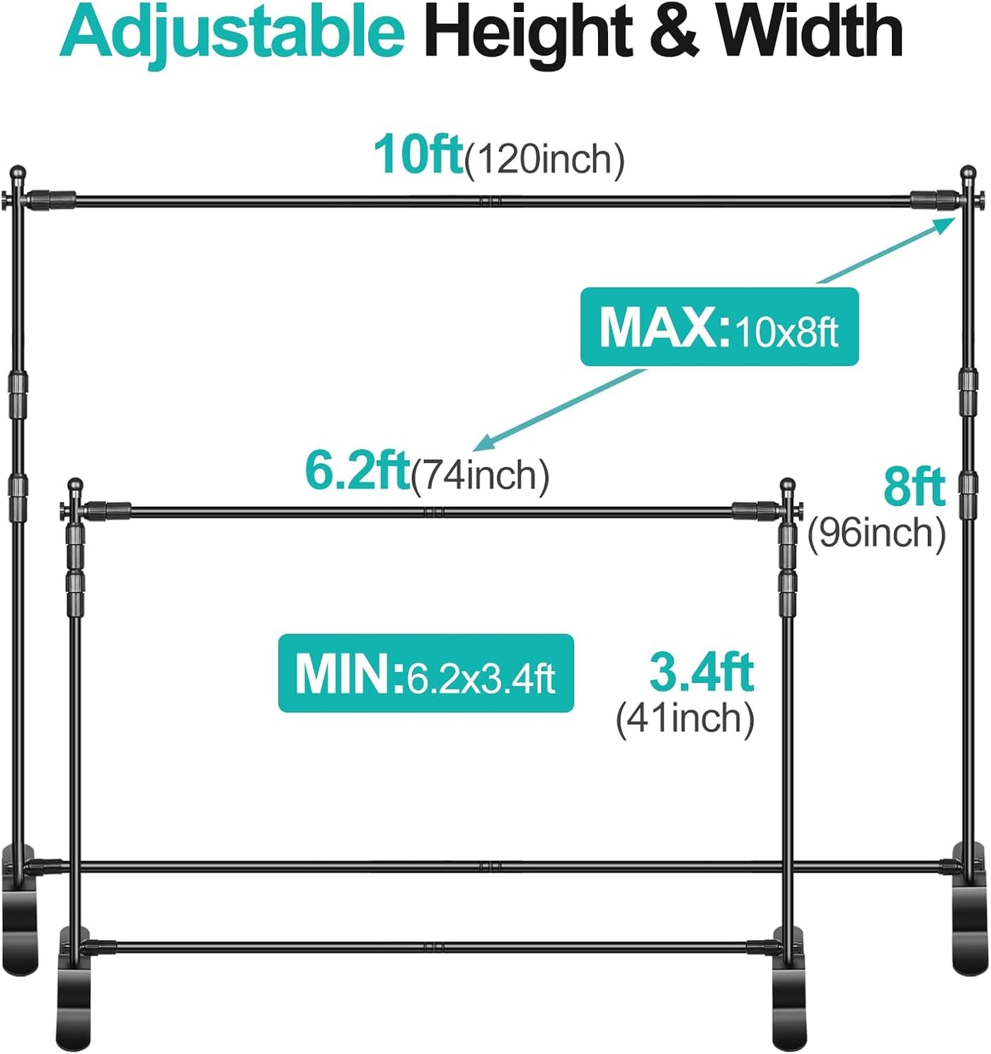 EMART 10x8ft Adjustable Photo Backdrop Banner Stand Heavy Duty Frame Kit