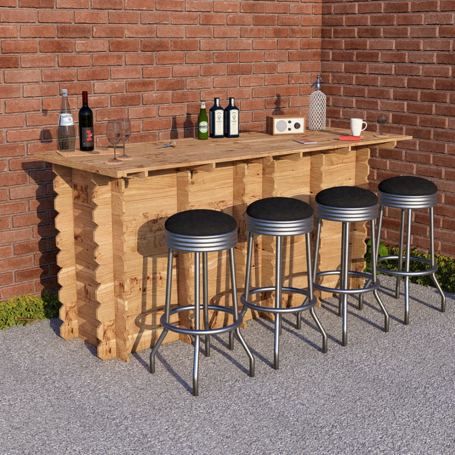 Large Garden Bar Outdoor Wooden 2m Drinks Bar Patio Interlock