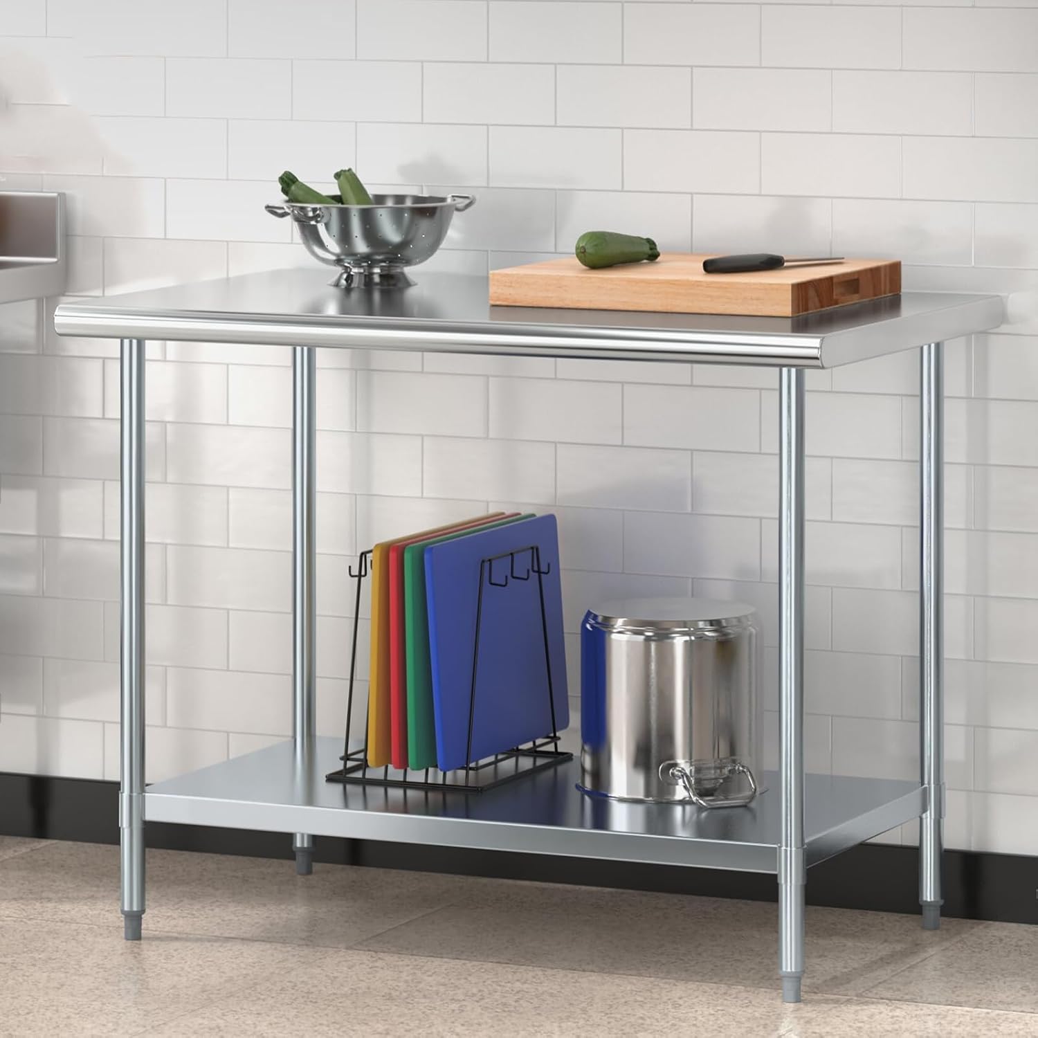Stainless Steel Kitchen Work Table with Undershelf 90x60x85cm 250KG Nisorpa