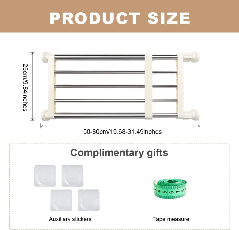 Product size chart with dimensions of a baby gate and complimentary gifts on a white background.