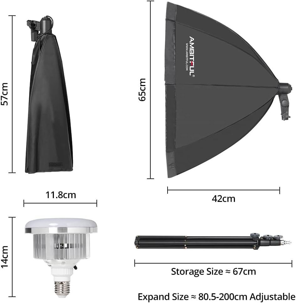 AMBITFUL AL-50 Softbox Lighting Kit 50W 3000-6500K Bi-Color LED Studio Lights