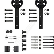 Barnwoodweb Sliding Door System Spoke Wheel, 200 cm Black Complete Set