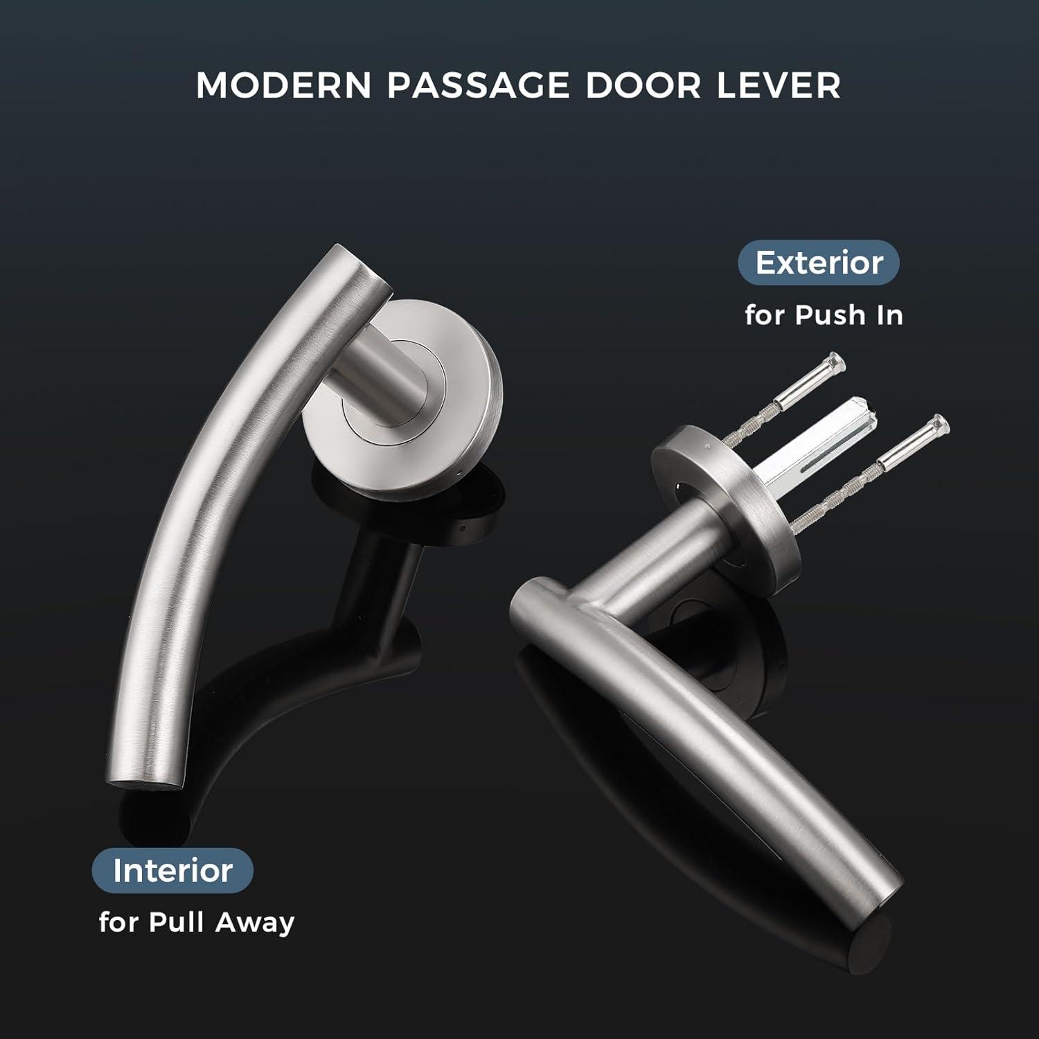 Probrico 1 Pack Brushed Nickel Internal Door Handle Sets - Arched Levers