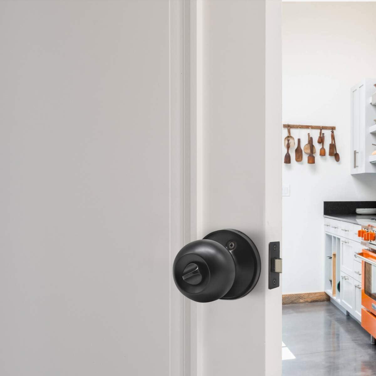 Probrico Black Privacy Door Knob | Keyless Interior Knob for Bedroom & Bathroom