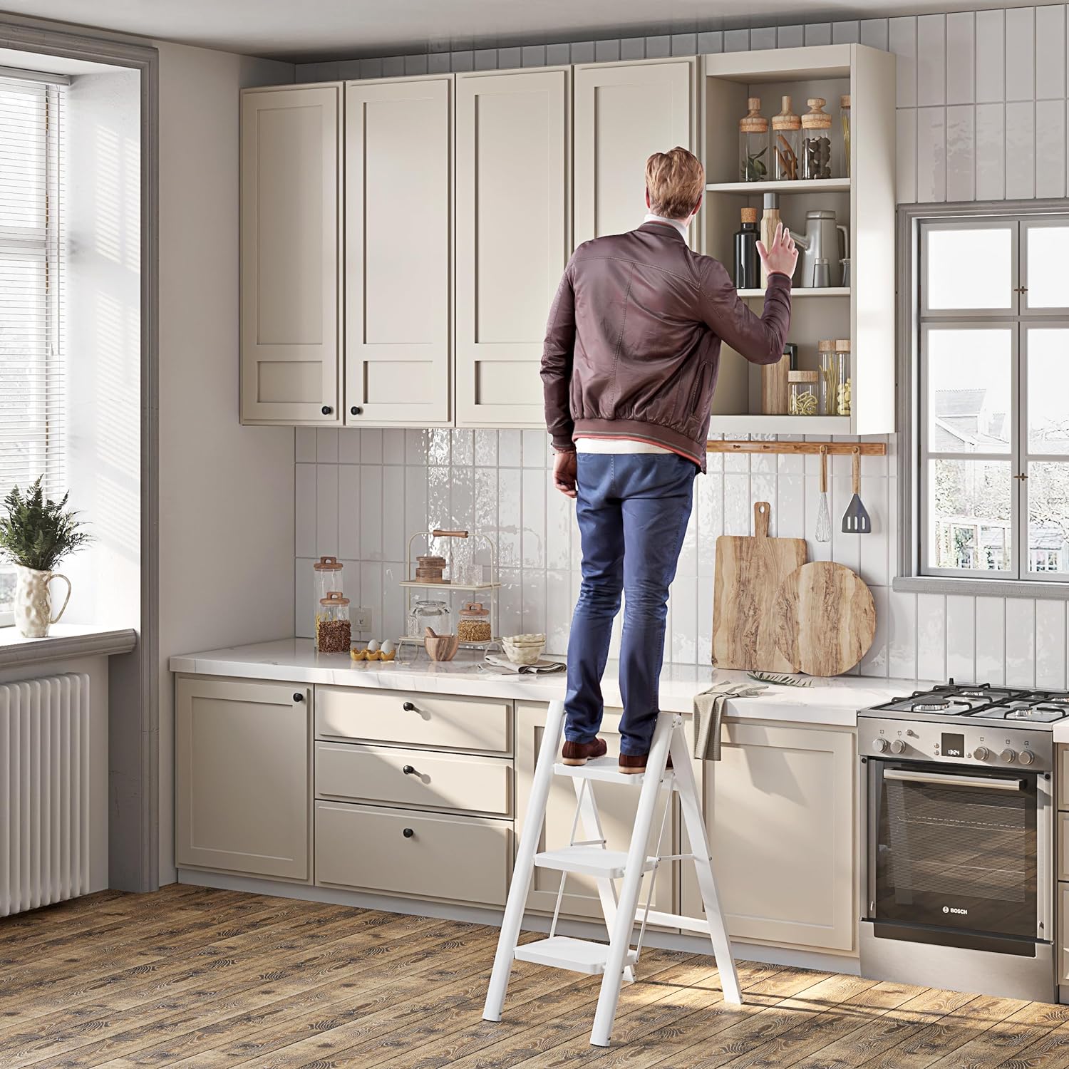 JOISCOPE 3-Step Ladder, 270kg Capacity, Anti-Slip Treads, Lightweight & Portable