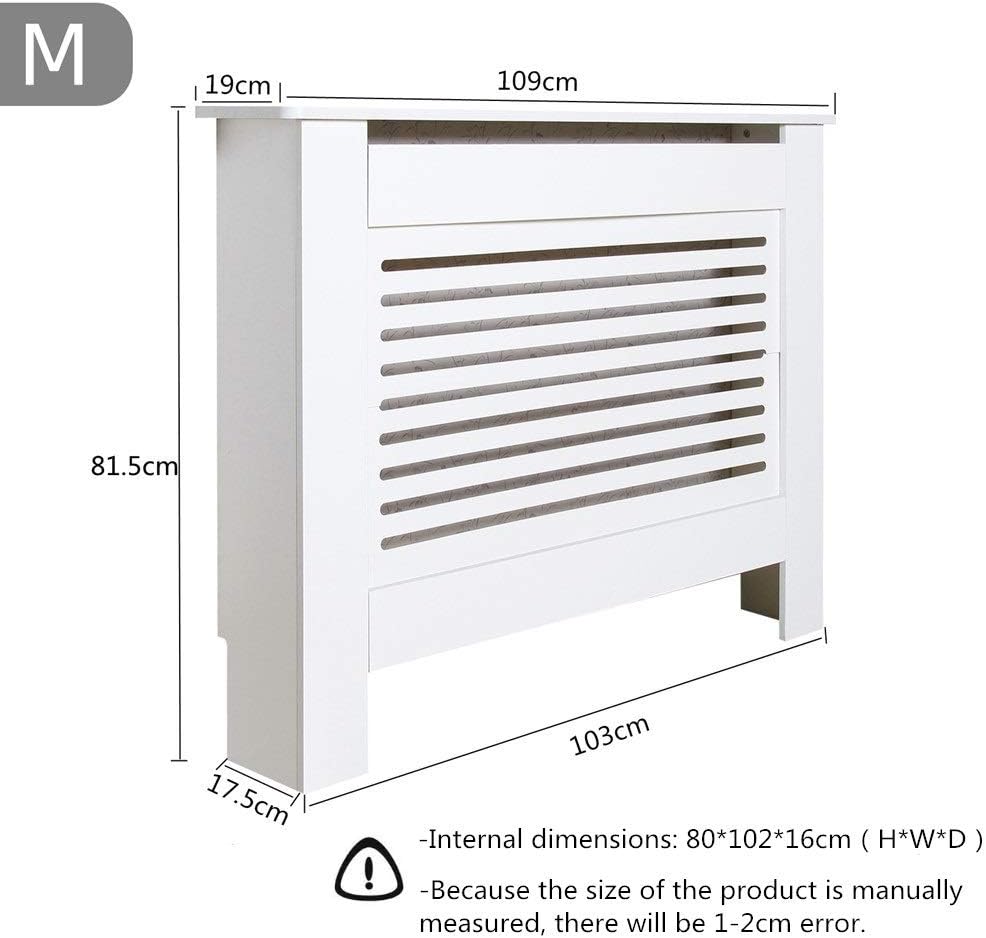 Mondeer White MDF Radiator Cover 109cm Modern Decorative Cabinet for Living Room