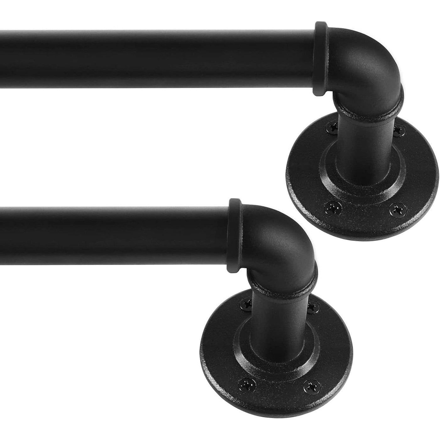 2 Pack Black Curtain Poles Metal, Rod for Eyelet Curtains 122-218cm - Massive Discounts