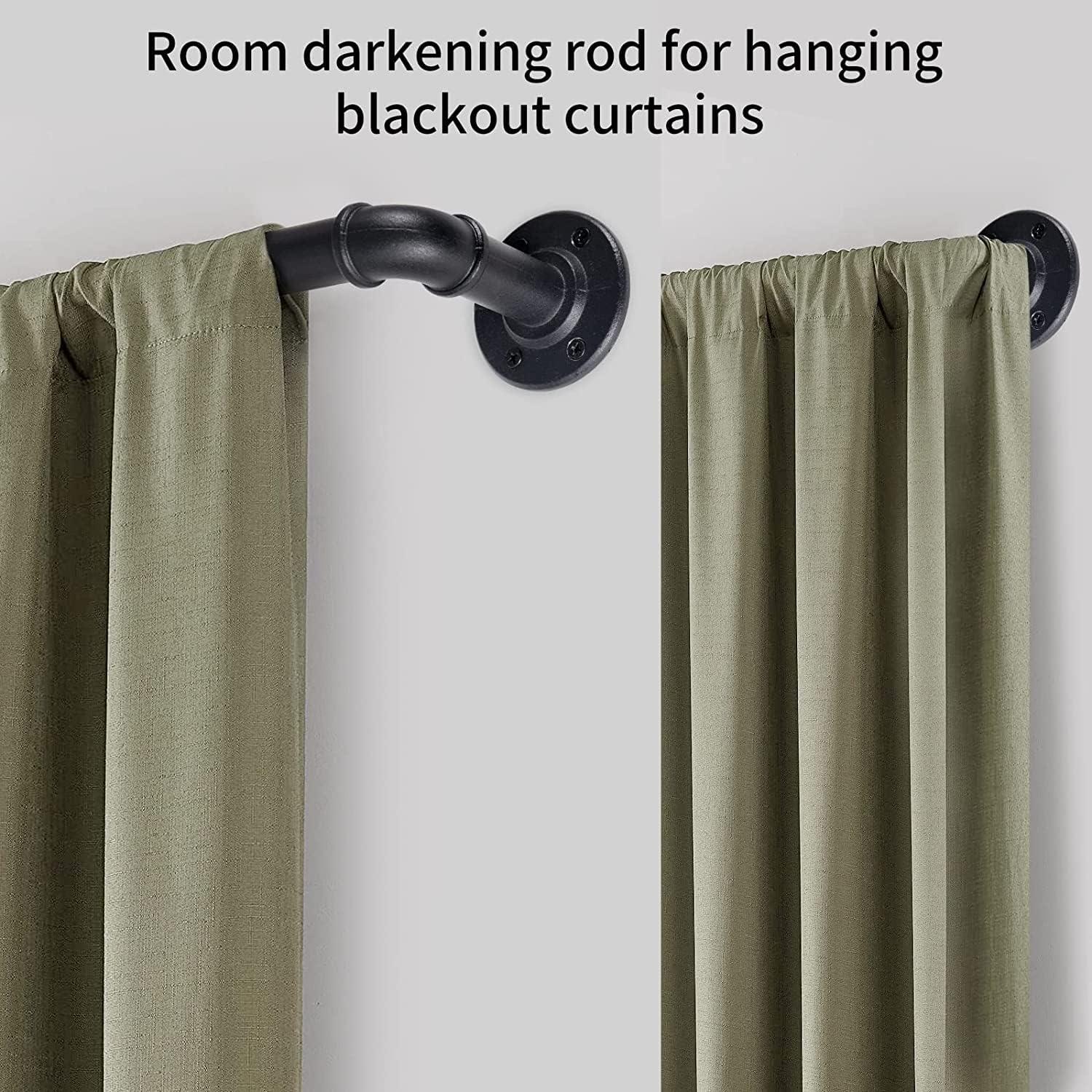 2 Pack Black Curtain Poles Metal, Rod for Eyelet Curtains 122-218cm - Massive Discounts