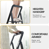2 Step Ladder with Handrail, Non-Slip Folding Aluminium Maximum 150 kg - Massive Discounts