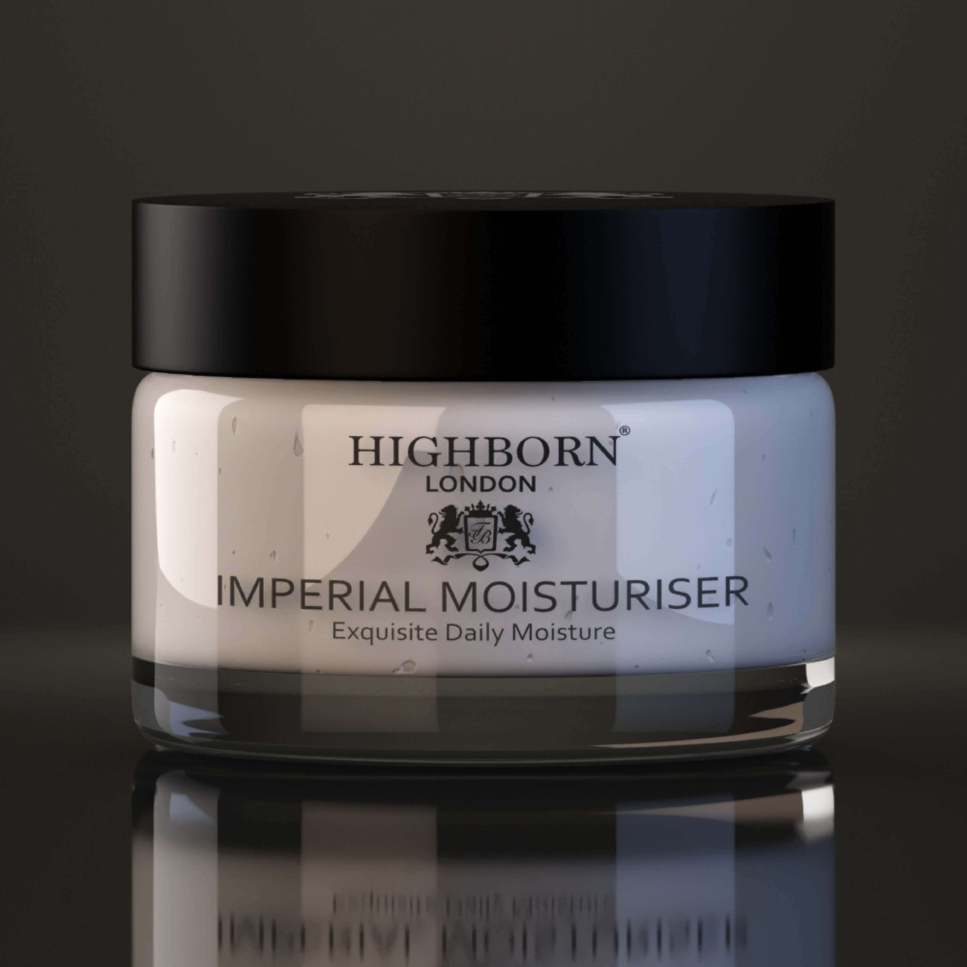 Jar of Highborn Imperial Moisturiser on a dark background